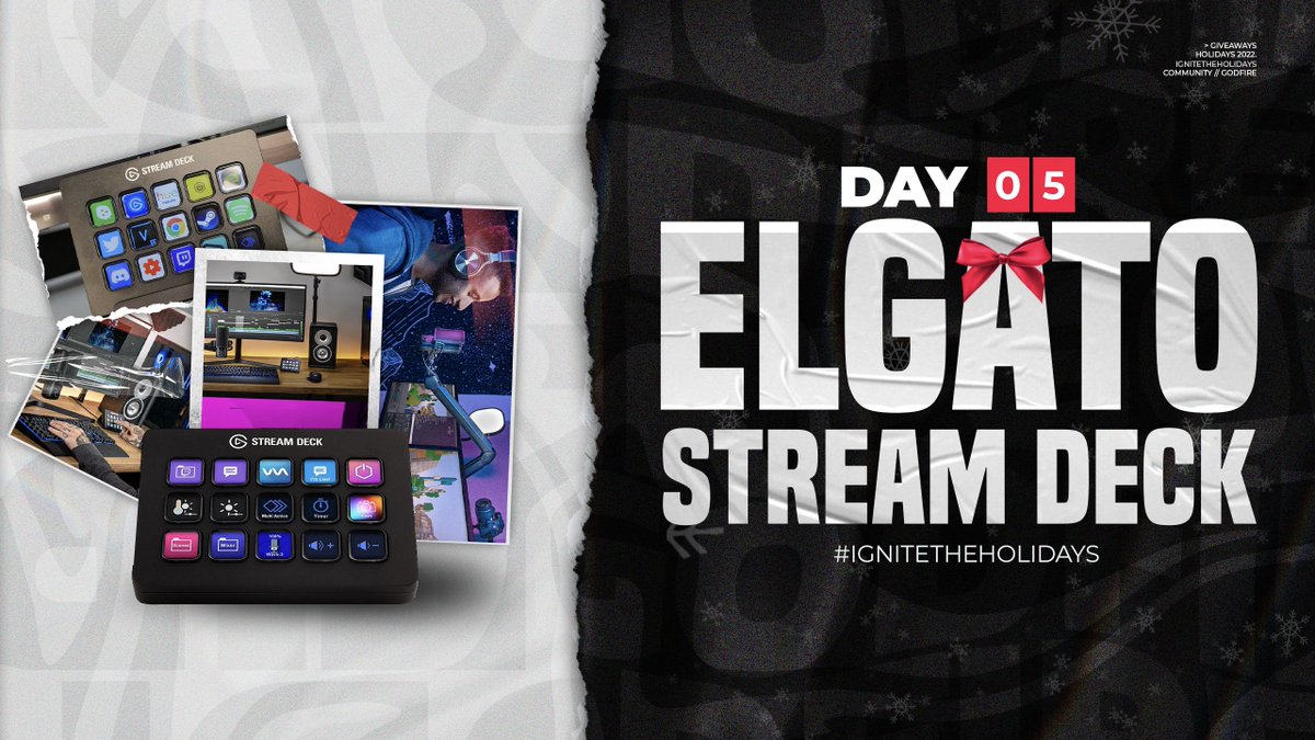 GodfireGG's tweet photo. DAY 5️⃣ of our 7⃣ Days of Christmas Giveaway!

🎁 Elgato Stream Deck

✅ Follow @GodfireGG
✅ RT / Like
✅ Tag a Friend
✅ See Discord for Details - https://t.co/2SqTg9tV26

Winners announced at our Community Meeting on 12/17.

#IgniteTheHolidays https://t.co/3RDmuX7qc5