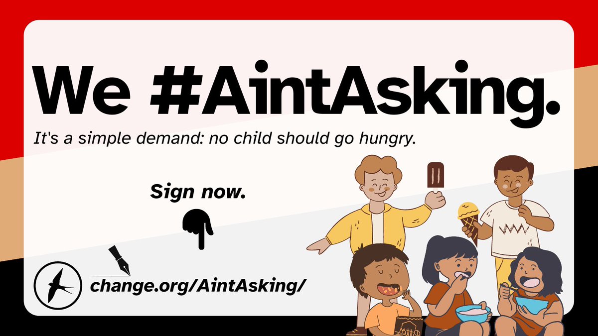 Please read today's update on the #AintAsking petition - and please consider spending some time of your day on supporting us.

As I say in the update - more and more attention is focusing on the topic of #UniversalFreeSchoolMeals.

You can help.

change.org/p/we-demand-un…