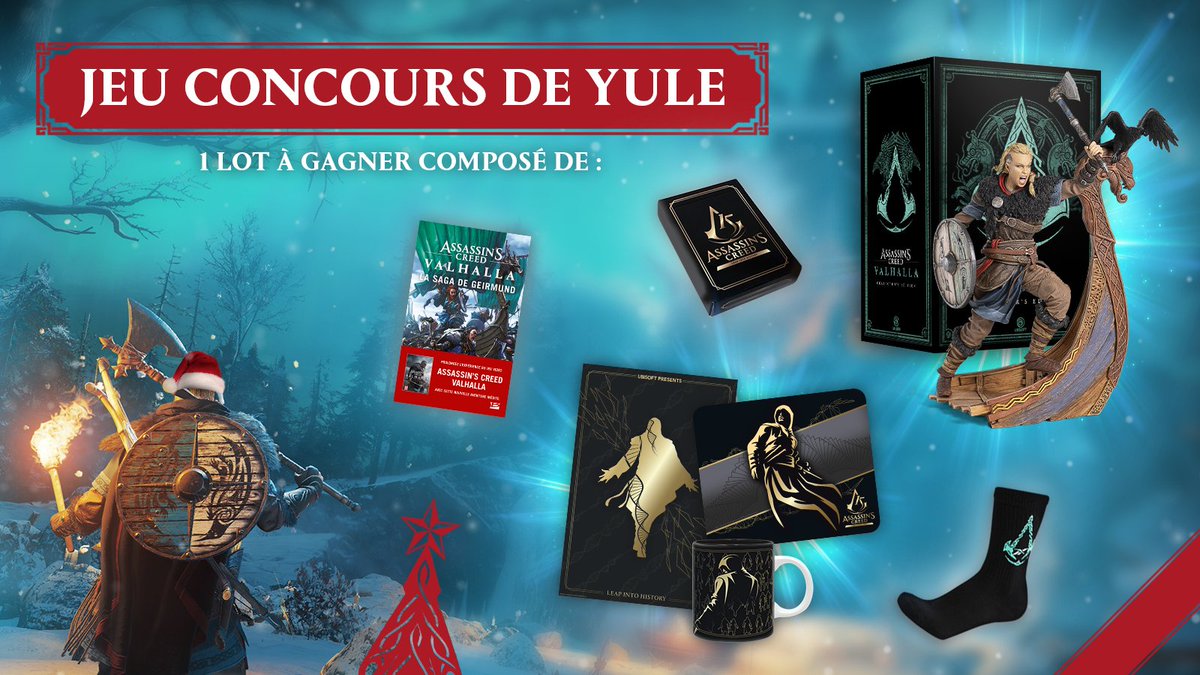 AssassinsFR's tweet image. Eivor se prépare à la fête de Yule, et vous ? 🎅
Afin de célébrer avec lui, on vous fait gagner ce lot plein de goodies Assassin's Creed !

🎁 Pour participer :
- Abonnez-vous au compte @AssassinsFR,
- RT ce tweet !

TAS le 02/01.