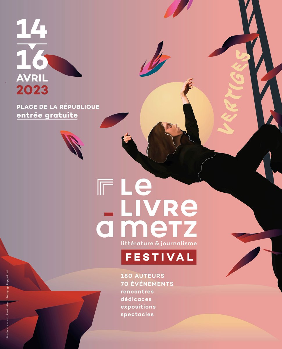 lelivreametz's tweet photo. La nouvelle affiche du #festival est déjà là ! Merci à l'artiste Babayaga Pepperland pour cette sublime illustration. Hâte de vous retrouver du 14 au 16 avril 2023 pour parler des « Vertiges », un thème qui fait écho au monde d’aujourd’hui. #lelivreametz #vertiges https://t.co/FOkvsAHPci