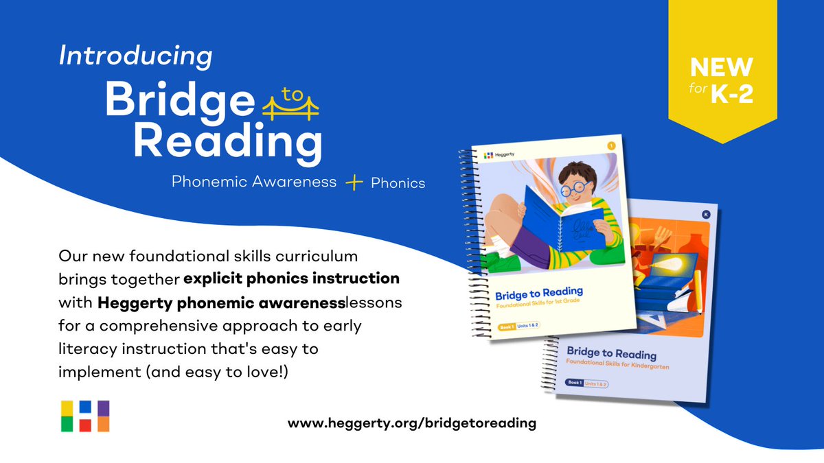 🎉 Did you see our announcement? Bridge to Reading, Heggerty's new Foundational Skills kit is here- combining explicit phonics instruction with Heggerty's phonemic awareness lessons, want a sneak peek? Visit: heggerty.org/bridgetoreading for more details!