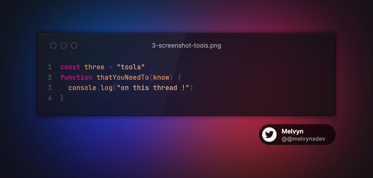 3 outils de screen shot de code de pro !

Vous faites que de me demander quel outil j'utilise 🤔

Voici les 3 meilleurs outils de screenshots jamais trouvés 🤑

• élégants
• simples d'utilisation
• modernes !

thread (version 2) 👇