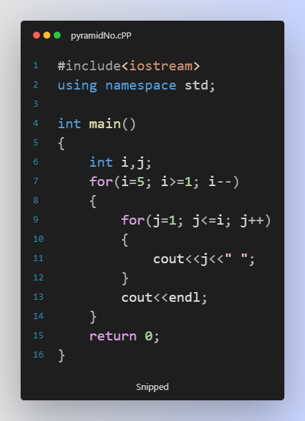 Purvesh_chow's tweet photo. #Day28 #100DaysOfCode
Project : Pyramid (Number)
Language : C++
#programming #daily #programmer #python3 #Python #javascript #cpplanguage #clanguage #ArtificialIntelligence #webdevelopment #DataScience #appdevelopment #tech #technical #girlscript #googledevs #CPP #c #DevOps https://t.co/j4DovQU5SC