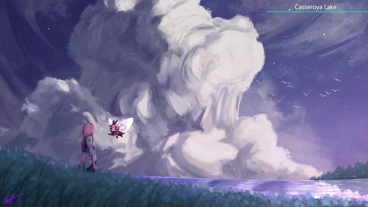 Violet_Illus's tweet photo. Casseroya Lake - Pokemon Violet
My (very delayed my b) end of an art trade with @Brumirage 

#PokemonViolet #Pokemon #digitalart #digitalpainting https://t.co/1T20kBOCQb