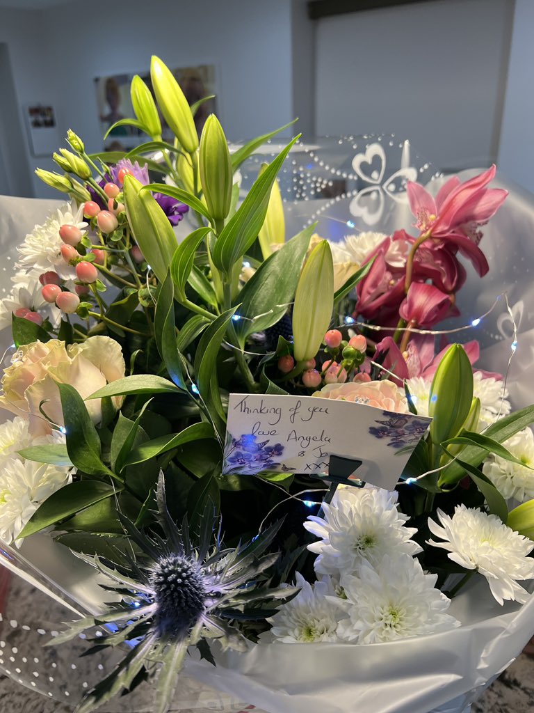 DawnStansfield2's tweet photo. Surprise flowers from my two very good friends @johogg12 @angelamays27 
Thank you they are beautiful but more importantly thankyou for all you have done for us &amp; the support you give me you both have been incredible supporting me with mols inquest &amp; be friends forever ❤️ https://t.co/FZxAArqEyB