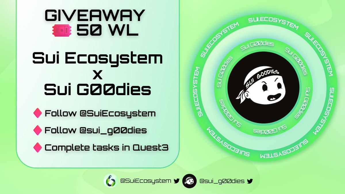 To celebrate our partnership with @SuiEcosystem❤️

We're doing a huge giveaway 🎁

50 WL
 
1. Go to app.quest3.xyz/quest/71734767…
2. Do all the tasks.
3. Get rewarded.

7 day⏳

#Sui #SuiEcosystem #Suinami #SuiNFTs