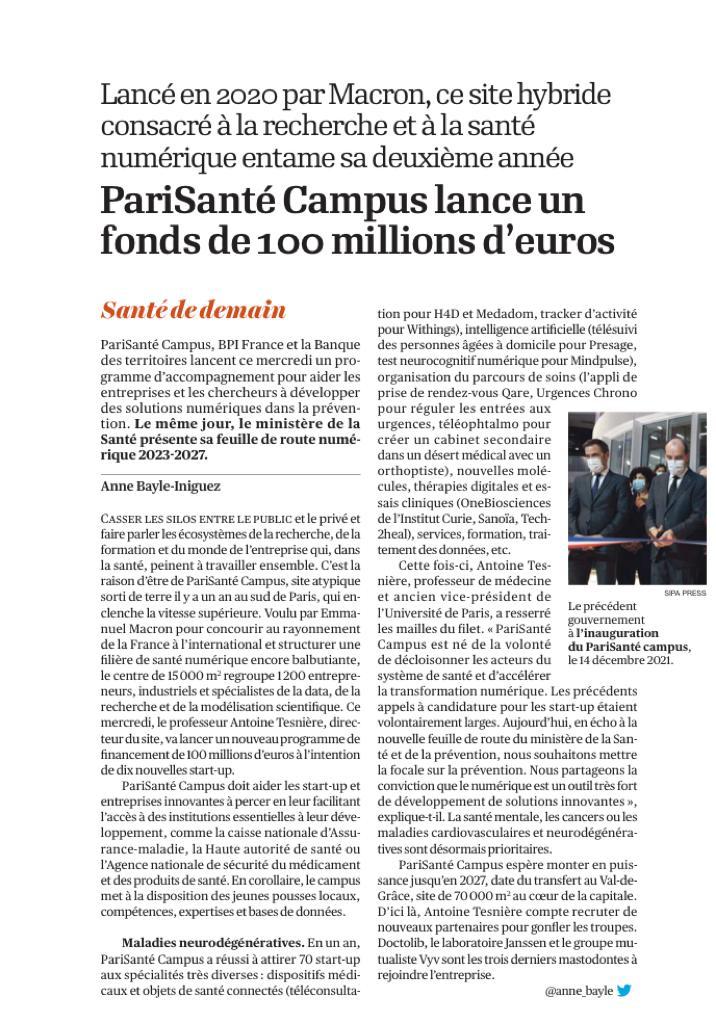 🚀PariSanté Campus est très fier d’agir aux côtés de @bpifrance pour accélérer la prévention en santé à l’aide du numérique ! 

Un plan de 100M€ pour créer une vraie filière de startups dans la prévention et encourager le vivre en bonne santé à tout âge 🏆
