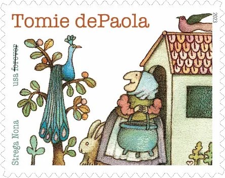 PWKidsBookshelf's tweet photo. Tomie dePaola stamp announced as part of the new stamps for 2023 just unveiled by @USPS https://t.co/aKkCuViPvT https://t.co/rvSavaYHns