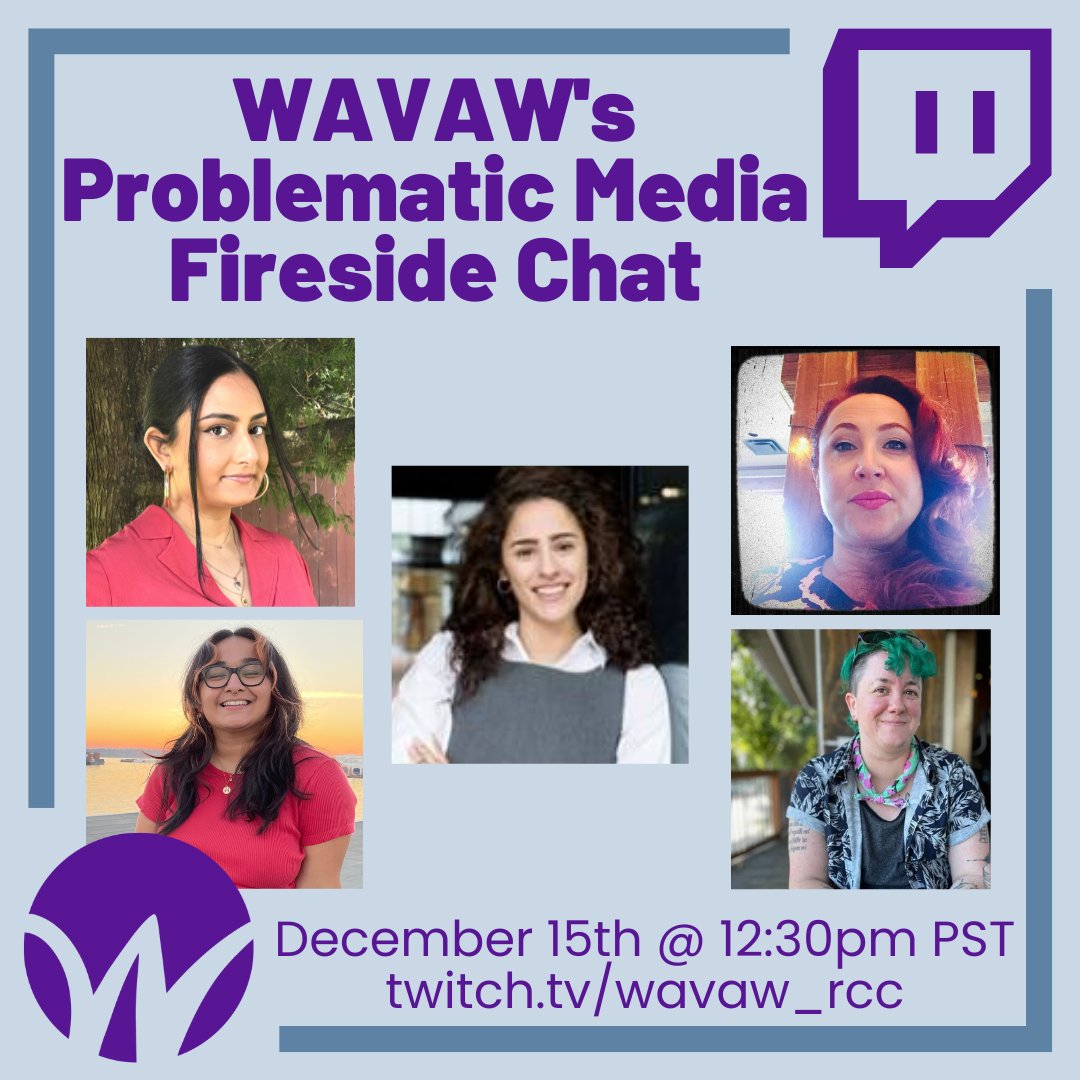 SalalSVSC's tweet photo. Join us TOMORROW at 12:30pm for WAVAW's spicy fireside chat on "Problematic Media"! Get ready for hot takes about your favourite films and TV shows as we look at the media we love (or love to hate) through an intersectional feminist lens on https://t.co/zpER85kwDM https://t.co/fArS919nOV