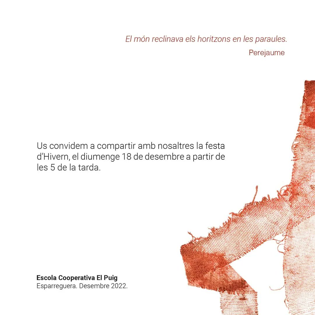 Ens fa molta il·lusió convidar-vos com cada any a compartir amb nosaltres la festa d'Hivern, el proper diumenge 18 de desembre a partir de les 5 de la tarda. Us hi esperem!

#escolaelpuig #FestadHivern