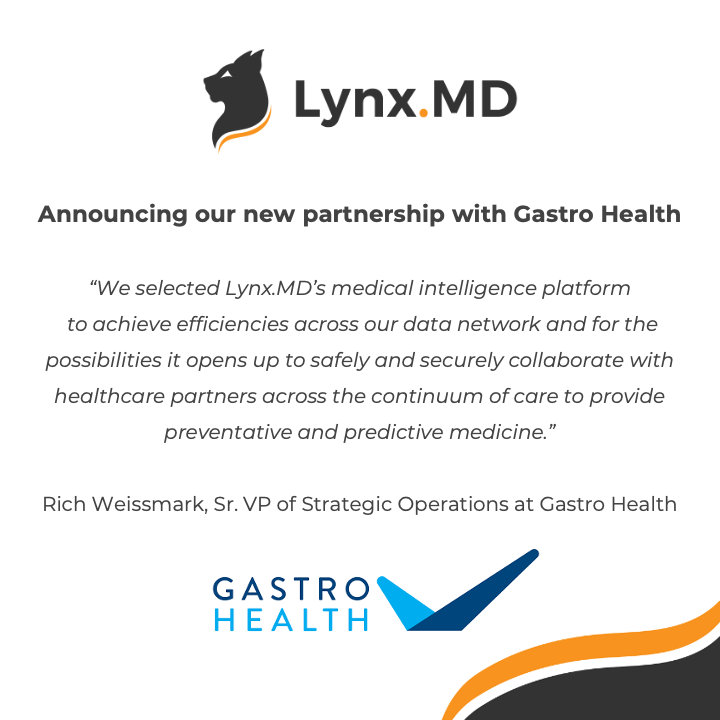latica_ai's tweet photo. @lynx_md  is excited to announce our partnership with 
@GastroHealthLLC collaboration creates a repository of real-world evidence that can be used for research that improves the quality of GI care. https://t.co/7PjMnq8JTU https://t.co/uRfJmmfKtm