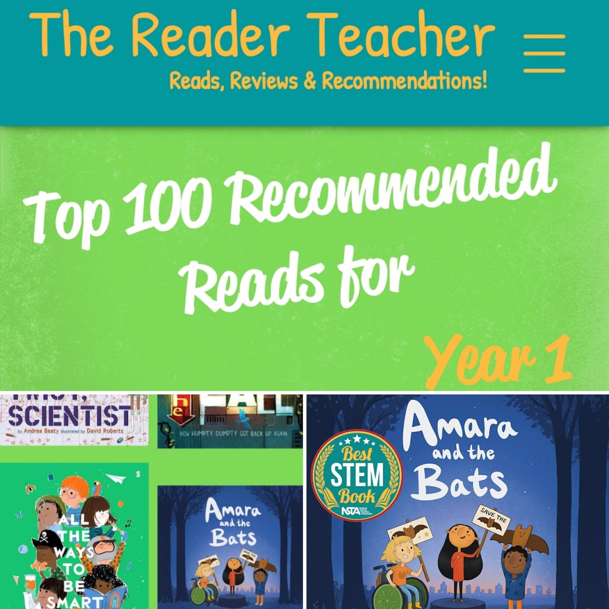 So chuffed #AmaraAndTheBats is in @MrEPrimary Top 100 Recommended Reads for Year 1 on: thereaderteacher.com/year1
☺❤🦇