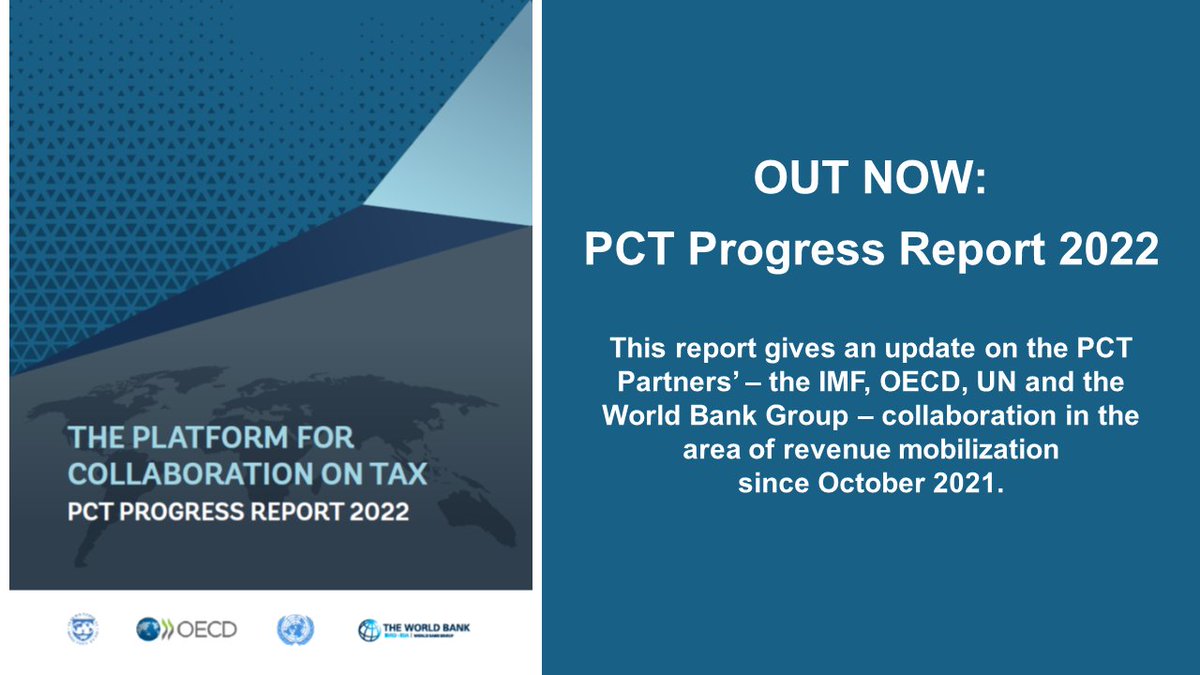 imfcapdev's tweet photo. The Platform for Collaboration on Tax released its Progress Report 2022: #Tax4Dev #Platform4Tax
Learn more about how @IMFNews @OECDtax @UNDESA @WorldBank work together to support countries in strengthening their tax systems.
π https://t.co/gFEPRanRkn https://t.co/BdMc1TOFRJ
