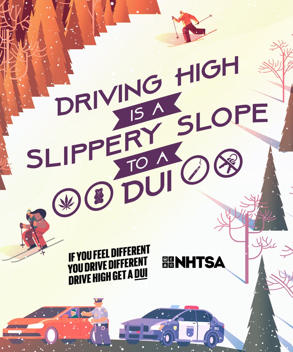 Stay off Santa’s 🎅 naughty list. 📜 If you plan to use drugs, don’t drive. Call a sober friend, ride
share, or taxi to get you home safely. If you feel different, you drive different. Drive high, get a DUI.
#ImpairedDriving