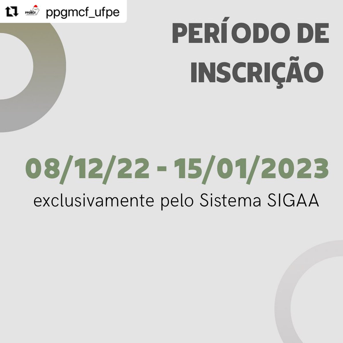sbfis_oficial's tweet photo. As inscrições para o Processo Seletivo de Mestrado e Doutorado do Programa de Pós-Graduação Multicêntrico em Ciências Fisiológicas estão abertas.
- Período de inscrição de 08/12/22 a 15/01/2023.
Edital: https://t.co/qUnvVOMsp3
#ppgmcf #ufpecav https://t.co/9s2IuWm6f7
