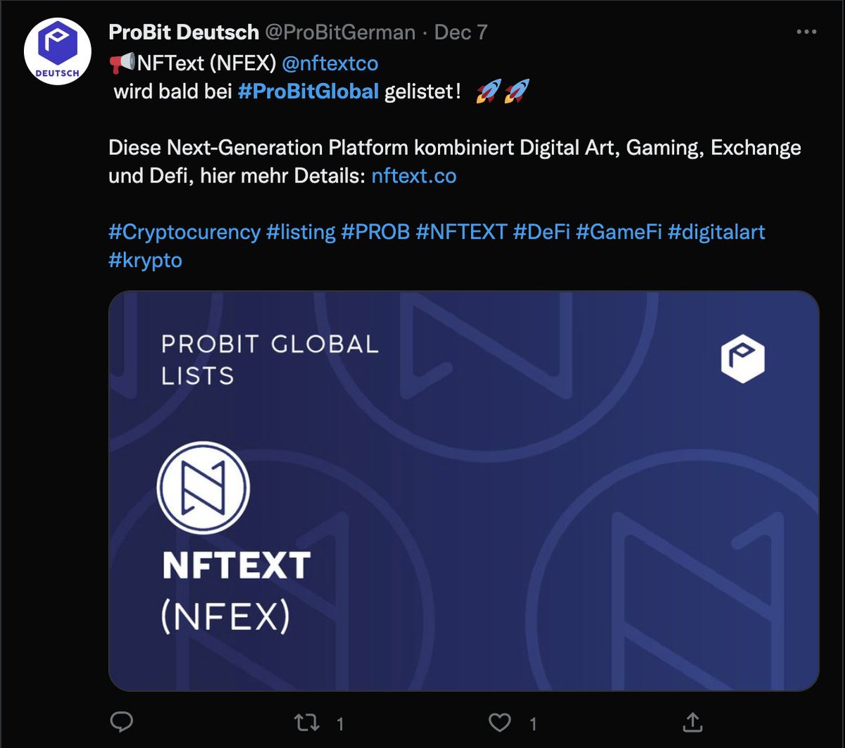 nftextglobal's tweet photo. Our event is promoted and spread to the community of many countries, thank you.

#NFText #ProBitGlobal #Crypto #newlisting https://t.co/uJWRVUYZTo