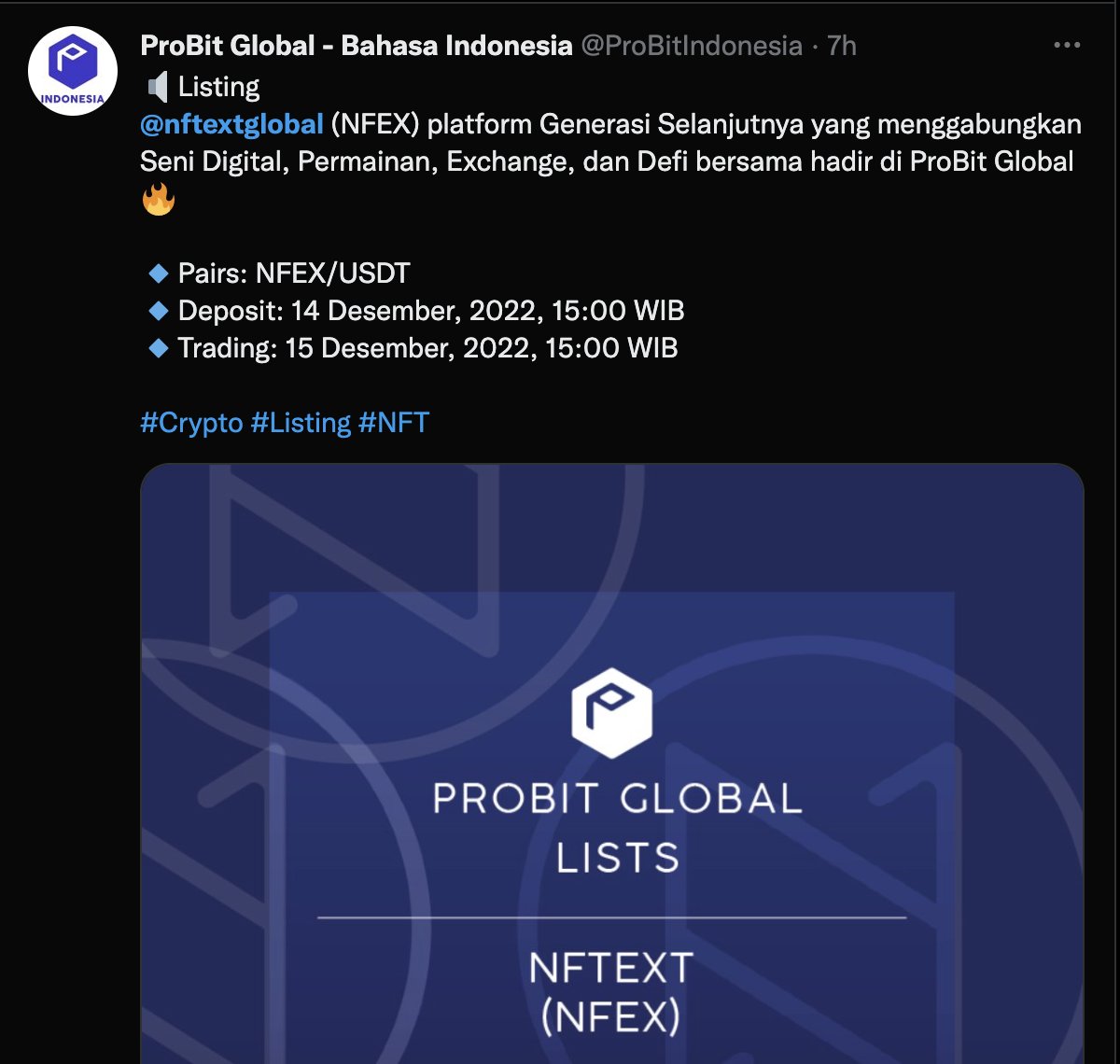 nftextglobal's tweet photo. Our event is promoted and spread to the community of many countries, thank you.

#NFText #ProBitGlobal #Crypto #newlisting https://t.co/uJWRVUYZTo