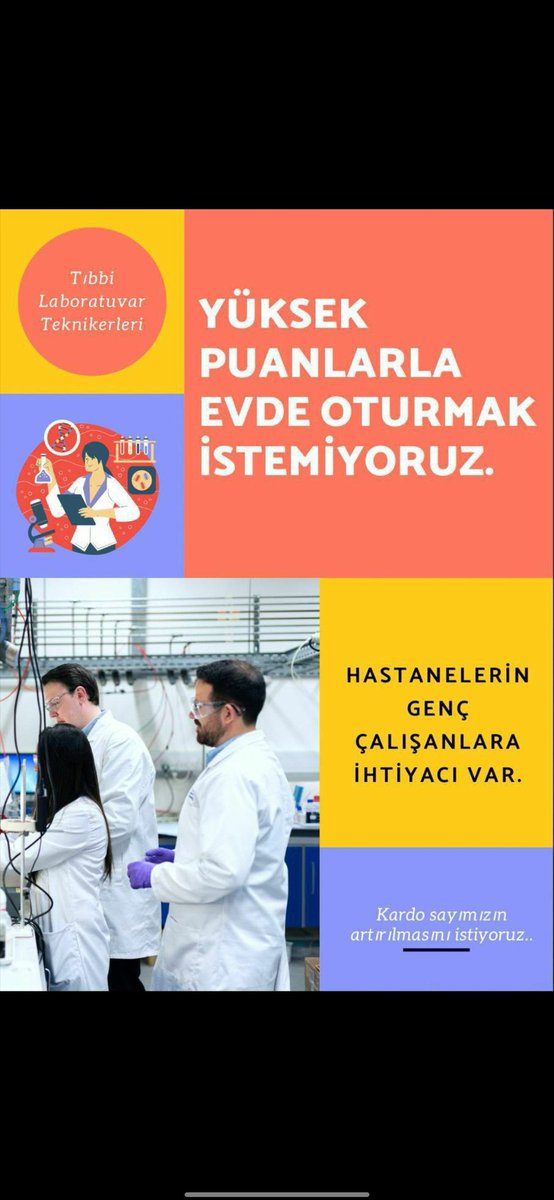 Laboratuvarlar ucuz iş gücü sahaları değildir.

Laboratuvarlar; liyakat sahibi, bu işin okulunu okumuş, atama bekleyen binlerin çalışma alanlarıdır. 

Bir Laborant olarak, Laborantlar daha çok sayıda atama istiyor.

 #LaborantsızReformOlmaz
@saglikliyakatse 
<a href="/drfahrettinkoca/">Dr. Fahrettin Koca</a>