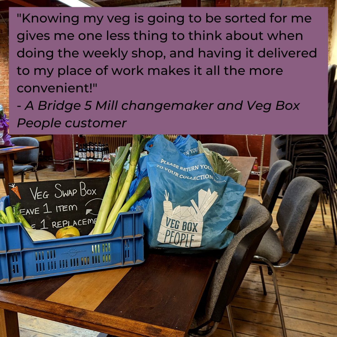 Veg Box People (@vegboxpeople) on Twitter photo Read this from one of our satisfied customers 😄
We deliver our weekly veg bags to community hubs around Greater Manchester, such as <a href="/Bridge5Mill/">Bridge 5 Mill</a> in #Ancoats. This is a greener alternative to doorstep drop-offs and helps us keep our prices down for our lovely customers! Read this from one of our satisfied customers 😄
We deliver our weekly veg bags to community hubs around Greater Manchester, such as <a href="/Bridge5Mill/">Bridge 5 Mill</a> in #Ancoats. This is a greener alternative to doorstep drop-offs and helps us keep our prices down for our lovely customers!