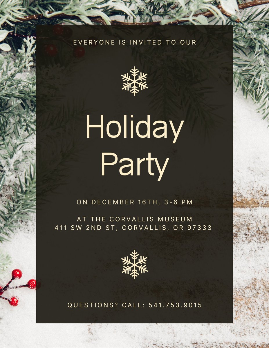 HomeLife_inc's tweet image. Join us this Friday at the Corvallis Museum for our Home Life Holiday Party! 

Doors will open at 3 and everyone is welcome! Enjoy catered food from @newmorningbake, drinks served by @bluestag_bar, and of course, great company😊

See you there!