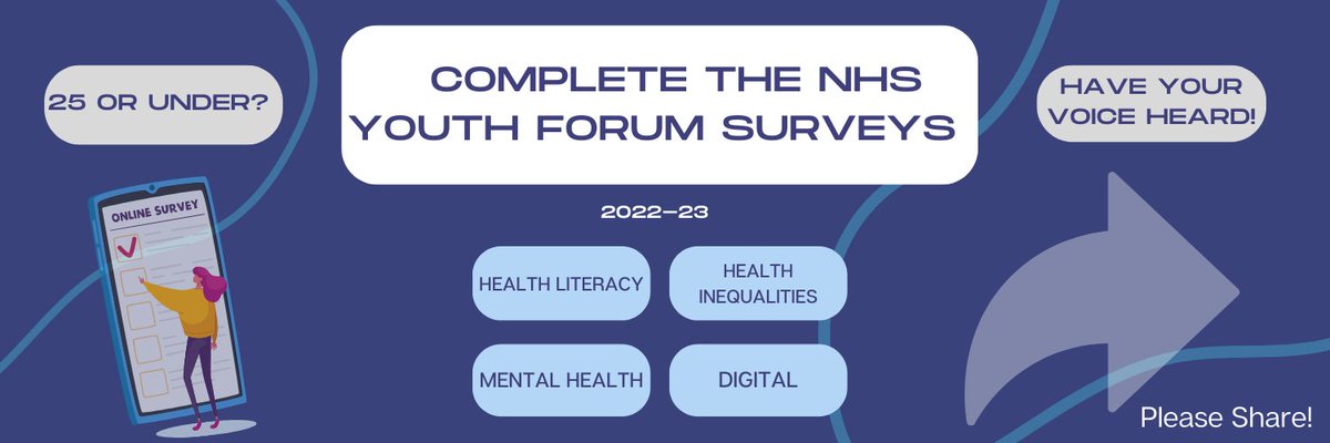 If you are a young person (25 and under), please fill in and share these surveys created by the NHS Youth Forum! The results will be used to shape their recommendations to key figures in the NHS who can improve services for young people! linktr.ee/NHSYF