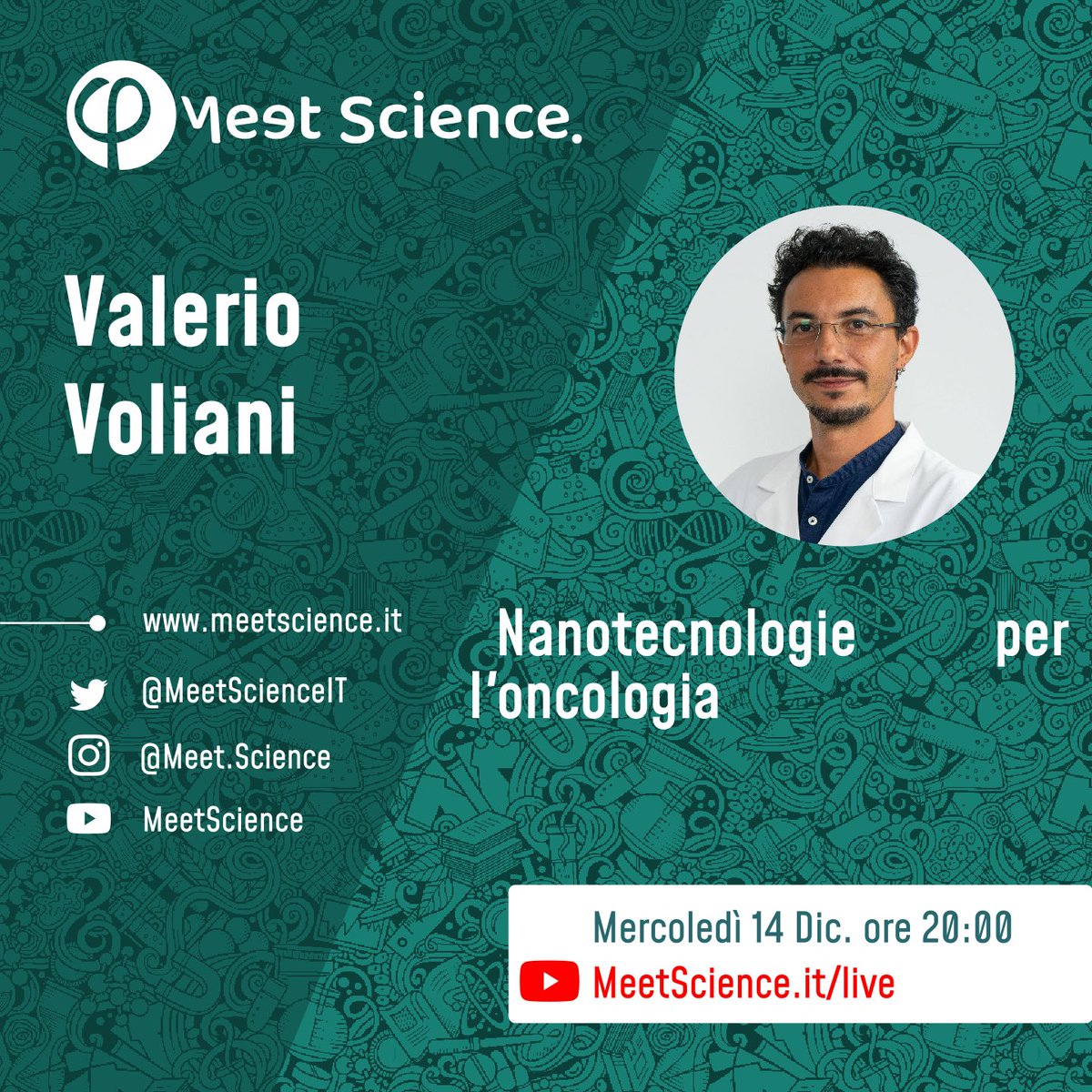 ValVol17's tweet photo. 🎙Questa sera alle 20.00 sarò sul canale Youtube di #meetscience per parlare di #nanomateriali #oncologia e modelli alternativi con Annalisa Carretta.
🔻Per seguire la diretta: https://t.co/QcdK4FeVzh https://t.co/pR9ZSnNiqU