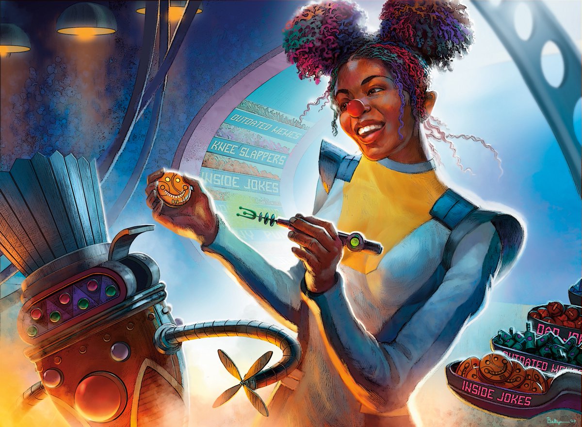 ArmandBaltazar's tweet photo. Happy Wednesday! So thrilled to share another Magic the Gathering painting for MTG’s Unfinity series. Meet Pietra Crafter of Clowns! She’s a badass robot inventor. PROCESS post soon!
#mtg #mtgcommunity #mtgunfinity #mtgart #mtgcards #robotgirl #conceptart https://t.co/KaW1KMCdZl