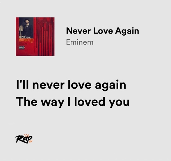 relatable iconic lyrics on Twitter "eminem / never love again https