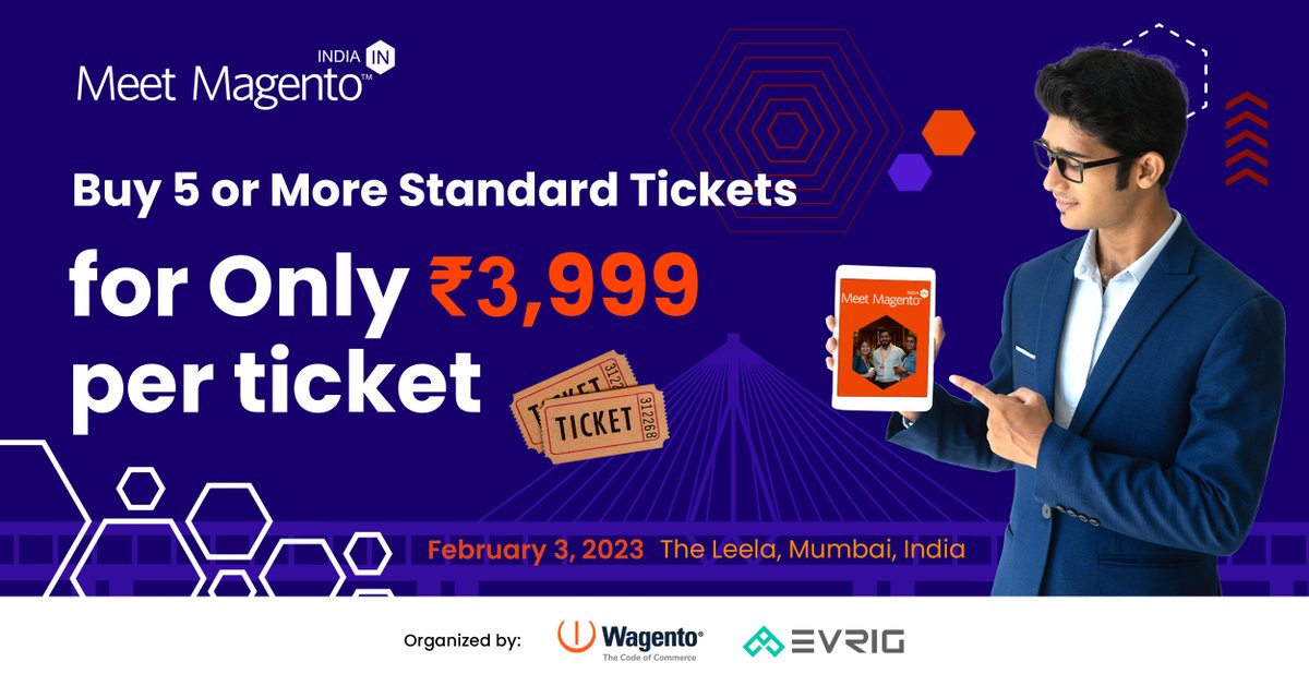 🚨DEAL ALERT🚨

Buy in bulk and save on your Meet Magento India tickets! In order to receive the deal, you must purchase 5 or more Standard Tickets. We can't wait to see you all on 3 Feb, 2023! meetmagento.in/meet-magento-i…
#meetmagento #mumbai #ecommerce #developers