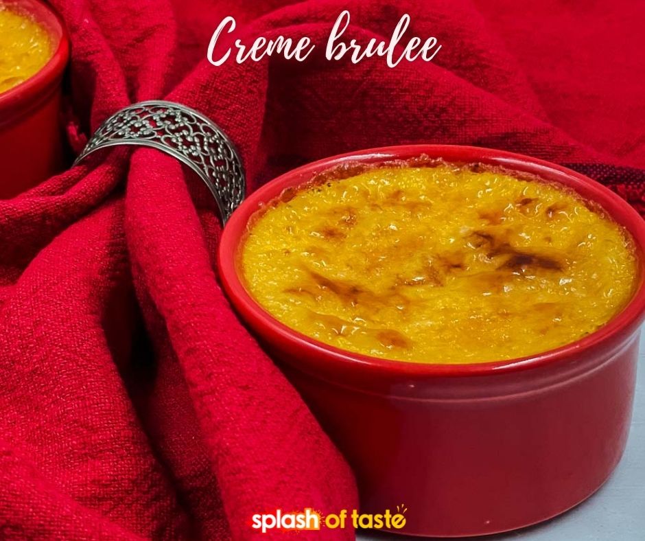 Dreamy vanilla custard, topped with a crunchy caramelized topping, this must be the most perfect crème brûlée recipe. It’s much easier than you think to make and with just 5 simple ingredients, you’ll soon be whipping up an impressive creme brulee dessert! splashoftaste.com/creme-brulee/