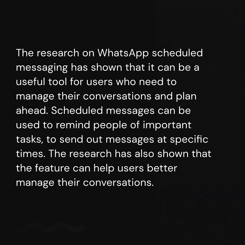 steeev_y's tweet photo. Hi Guys....

I've been, focusing on my UX process and I did a research on @WhatsApp Scheduled Messaging. This allows users schedule messages on the app. It took me about 2 weeks to complete this mini project.

Here's the Case Study on Behance:
https://t.co/LvDJnjt1tI https://t.co/DsNw1wkatX
