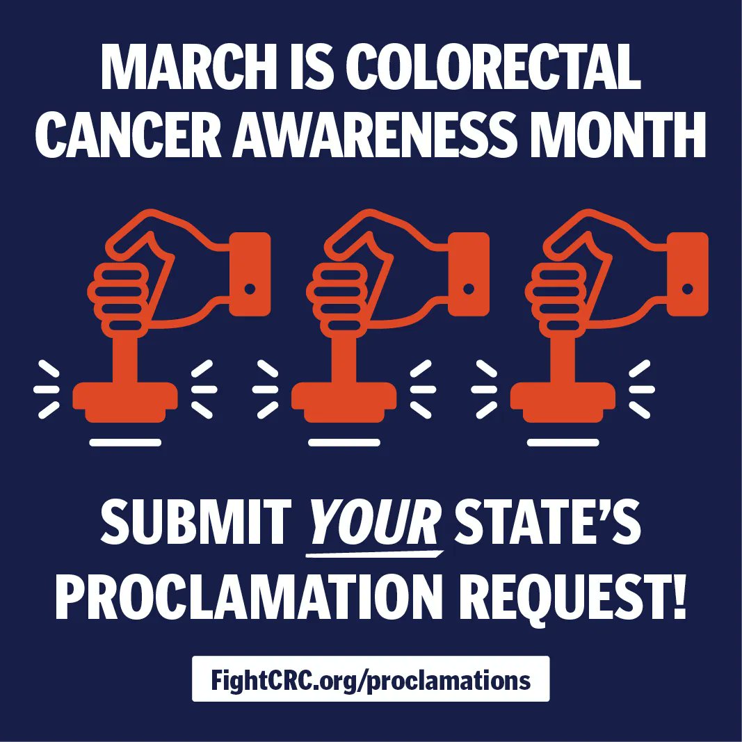 FightCRC's tweet photo. One of the most important things you can do as a #ColorectalCancer advocate is create awareness, &amp; YOU have the power to do this by submitting a request for a state proclamation recognizing March as Colorectal Cancer Awareness Month. Learn more: https://t.co/aIAeuVZoxC https://t.co/TWrQIG8dgA