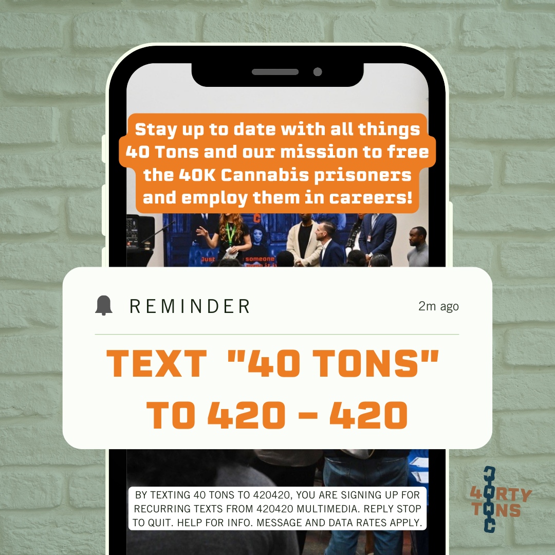 40TonsBrand's tweet photo. It's as easy as 1-2-3-420 π± Text to get updates on all things 40 Tons!
#textforupdates #cannabisadvocate #socialequity #cannabiscareers #socialimpact #socialjustice #freethe40K #BIPOC https://t.co/j8thoy4lrP
