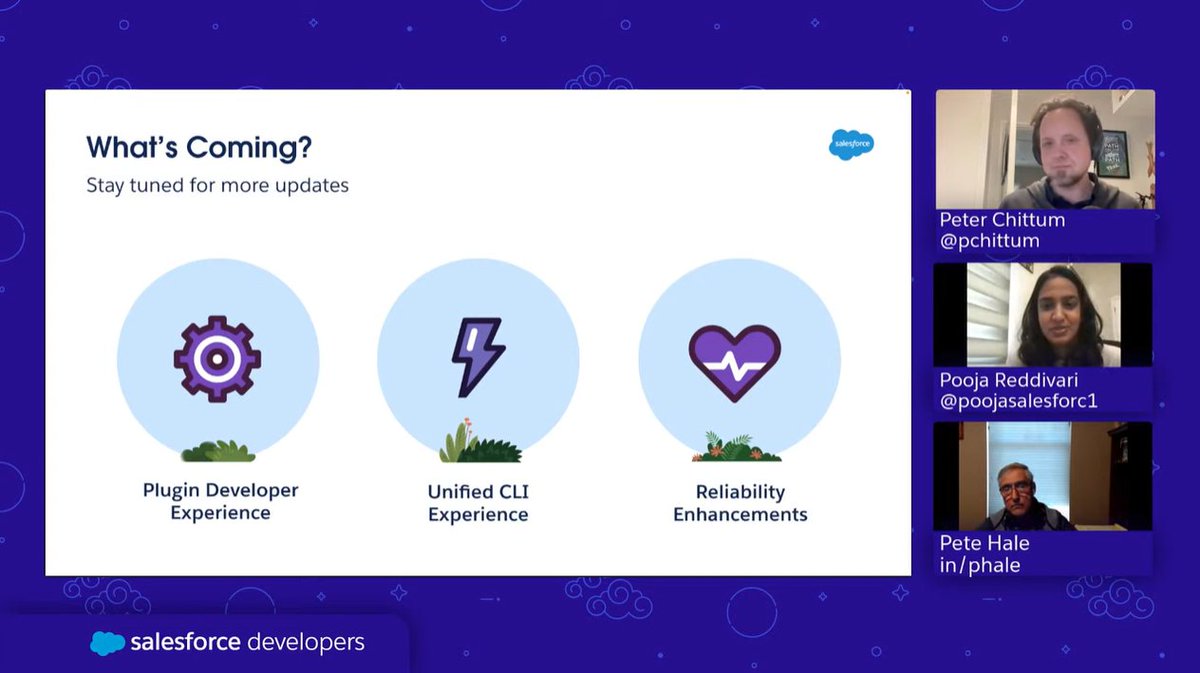 strathman's tweet photo. Really enjoyed today's #SFDevsAMA on the Salesforce CLI . #Thanks for hosting @pchittum and @PoojaSalesforc1. Soo many good questions from attendees and great resulting discussion. 👏 https://t.co/3hKLNLPlKq