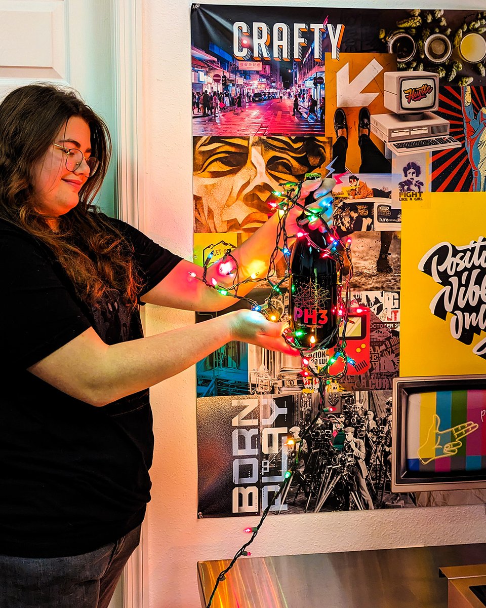 Introducing our new galactic beer, Milky Way Stout. 🌌

As the holidays approach, we are getting ready to deliver our delicious Christmas gift to our clients! A big shoutout to our designer Jessica for being a good sport as our lovely hand model in this picture.