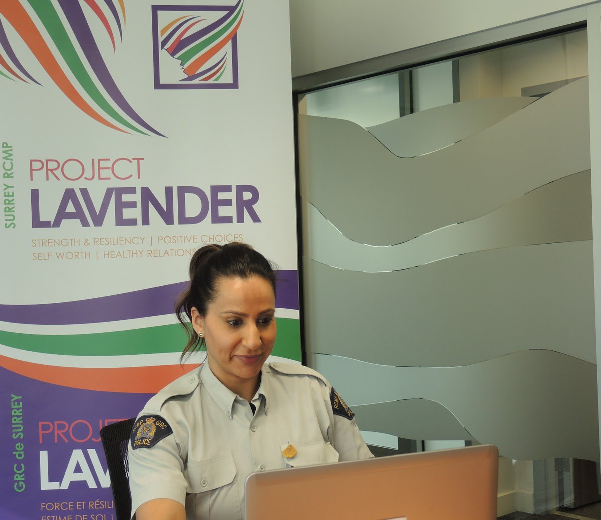 SurreyRCMP's tweet photo. Cst. Sukh Chattha is one of our #ProjectLavender presenters โ this one hour virtual or in-person session was created in partnership with female students from @Surrey_Schools. Learn how to book one here -> https://t.co/tWjyPFkoMI https://t.co/U8mAlJUA5D
