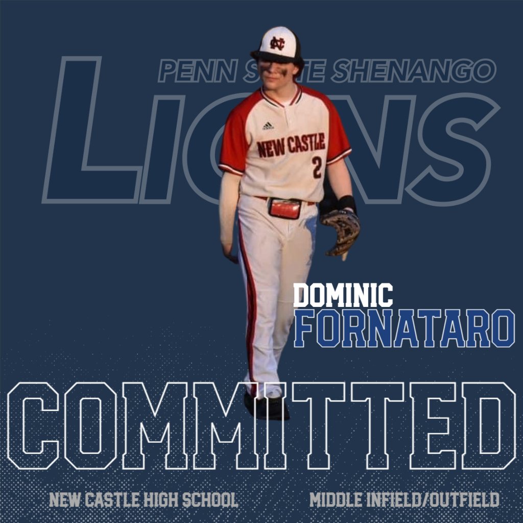 PSUSHAthletics's tweet photo. Welcome to the squad, Dominic Fornataro!

"Nooch" will make the short trip up I-376 from New Castle High School to play middle infield and outfield for the Shenango Lions! https://t.co/9m3Mk8iiku