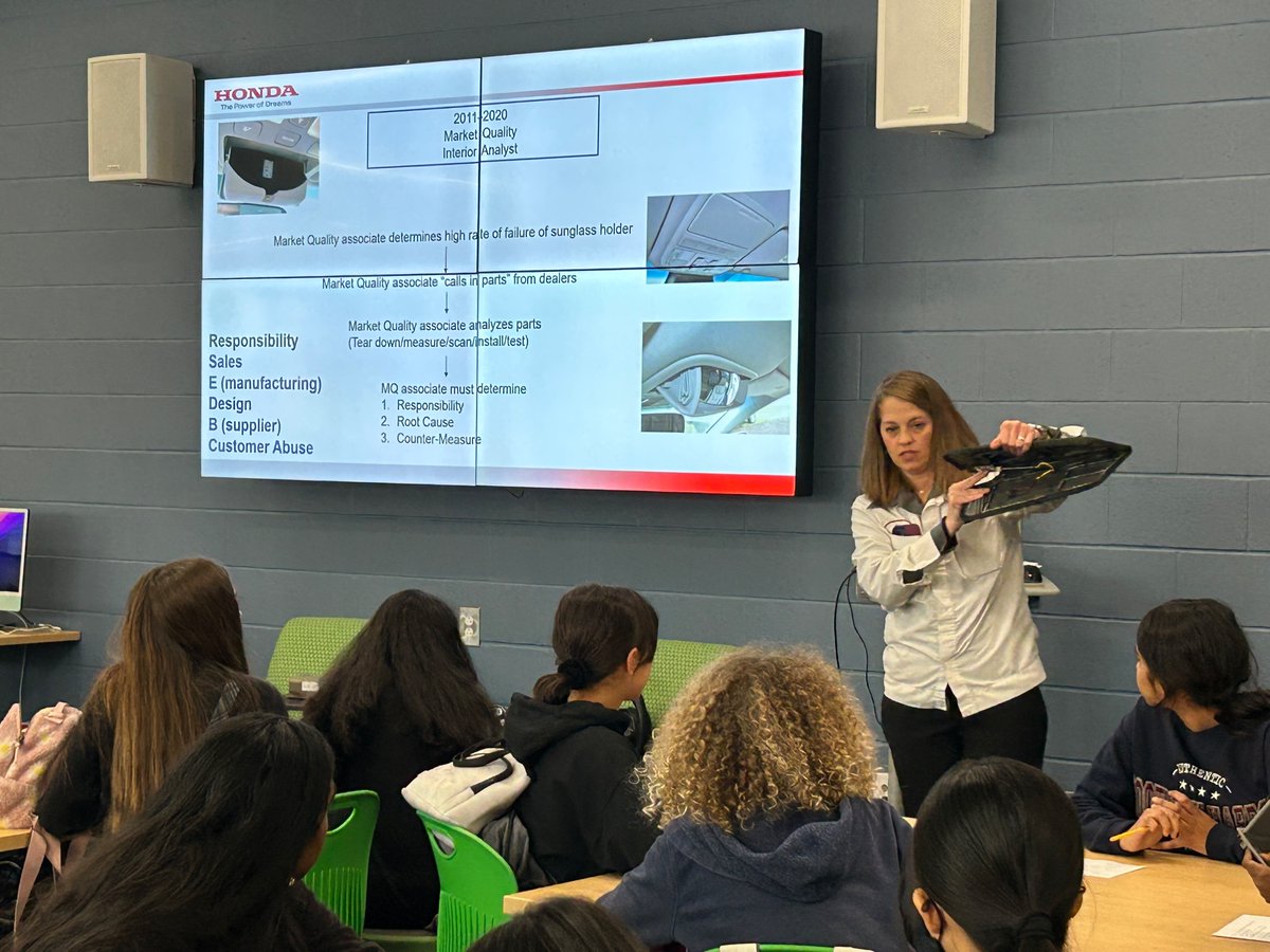 erms_DCSD's tweet photo. Listening to Amy Wolfinger talk to us about mechanical engineering and her career path through Honda. @DublinSchools https://t.co/aeMKc4VRMH