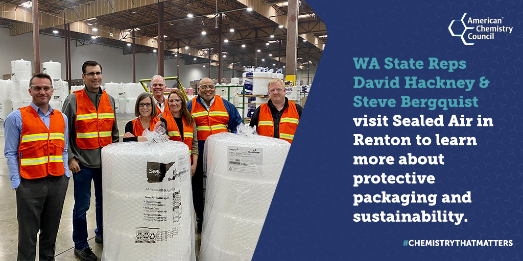 Many thanks to @Hackney4the11th & @steve4house for last week’s visit to @Sealed_Air in Renton, WA to talk #ProtectivePackaging solutions and #Sustainability!
