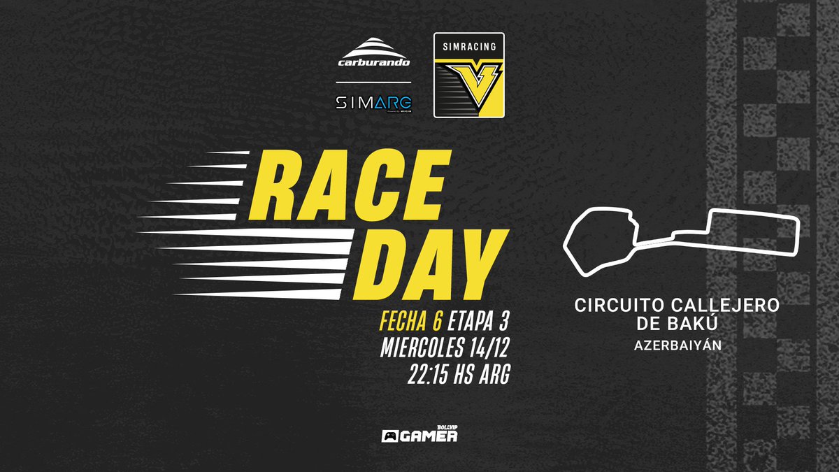VELOXgg's tweet photo. ¡ESTA SEMANA SE CORRE EN BAKÚ! 🚗

Esta noche correremos la 6ta fecha de la etapa 3 de @simARGformula. Los esperamos a todos a las 22.15hs para alentar al Rayo

📺 https://t.co/LkA70Ds9HZ https://t.co/eZtkoAcf8v