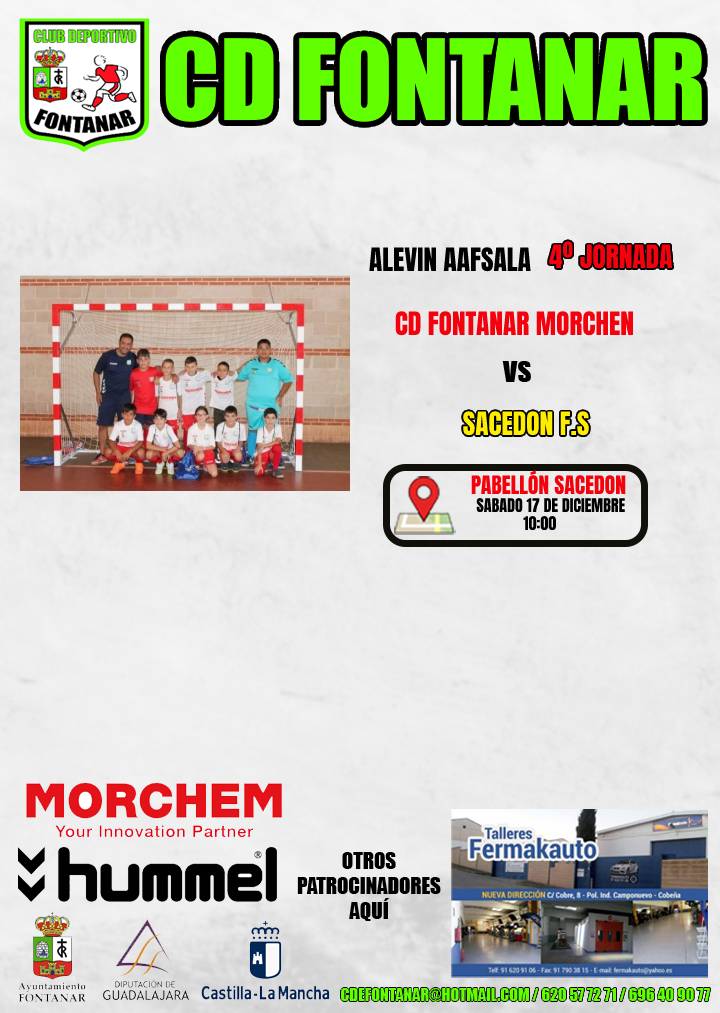 📢MODIFICACIÓN 📢
El partido de nuestro alevin es el sábado 17 de diciembre a las 10:00 en Sacedon