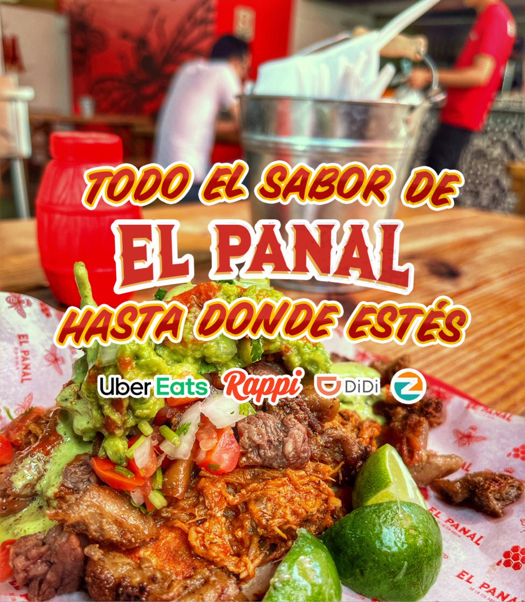 ElPanalTaqueria's tweet photo. Visítanos en nuestras 2 sucursales, ordena y recoge, o bien, puedes pedir a domicilio por la plataforma de tu preferencia. 🌮🐝 https://t.co/s4YOTrwWFW
