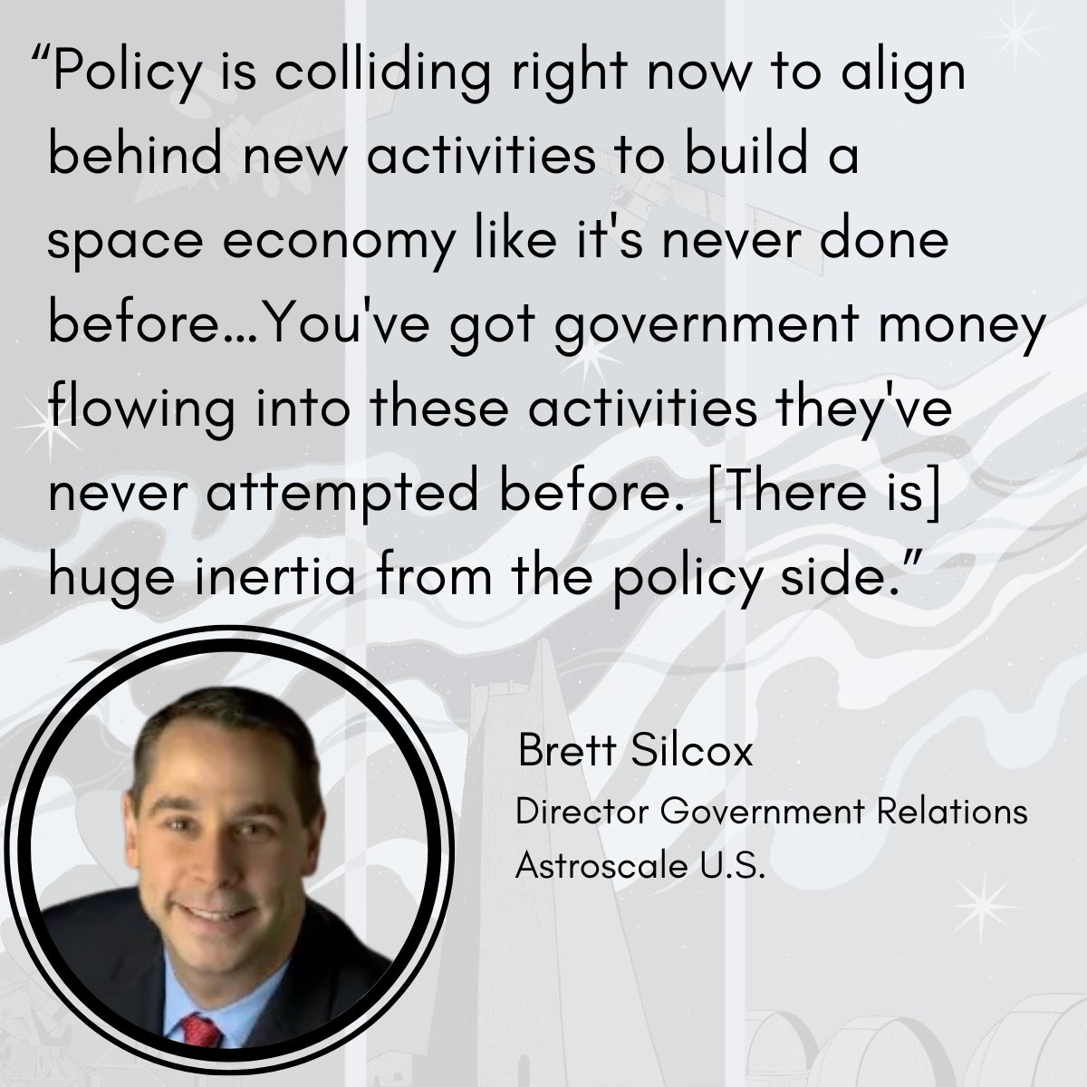 Hyperspace_AFRL's tweet photo. Why is the future now? - Brett Silcox, director government relations (@Astroscale_US) points to growing collaboration between commercial entities & government agencies as well as a tipping point in US policy - all enabling a new wave of progress.
Heard @ 2022 #Hyperdrivesummit: https://t.co/nfY8ZUgHIz
