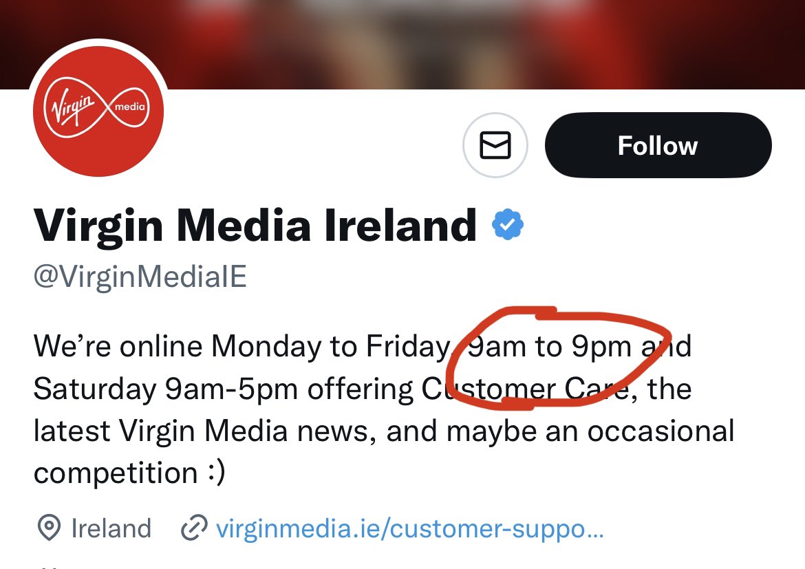 K3W's tweet photo. @VirginMediaIE is there support after 6pm for broadband issue? No one answering Twitter DM https://t.co/UVDAx1gDt5