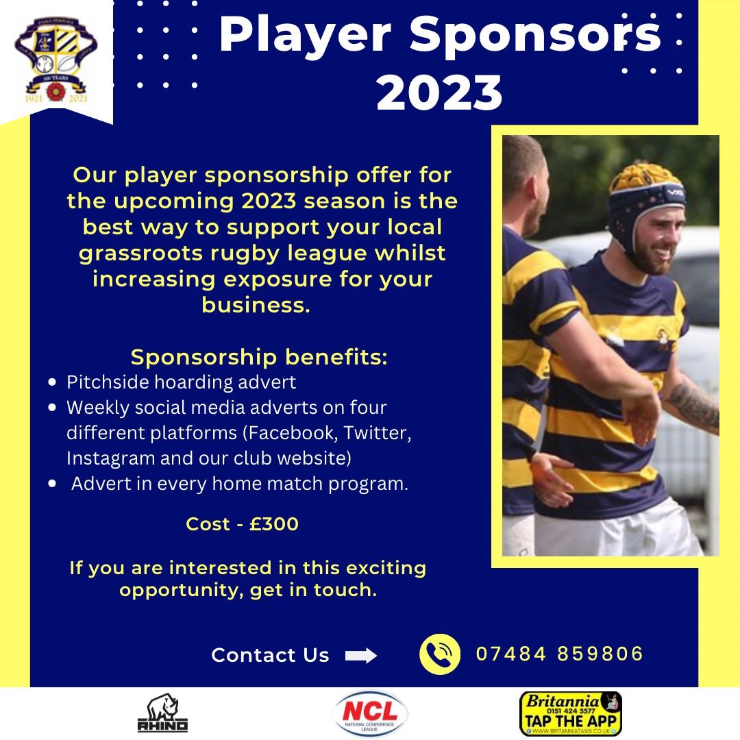 Player sponsorship available for our open age side. See below for details ->