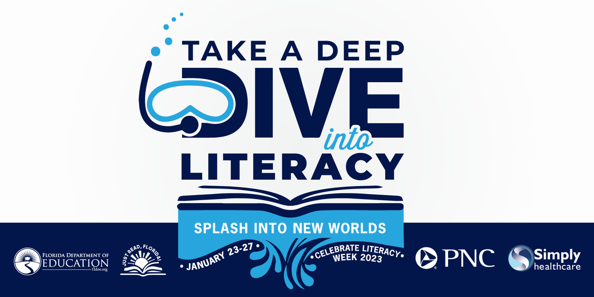 Celebrate Literacy Week, Florida! begins today. “Take a Deep Dive Into Literacy: Splash Into New Worlds!” Check out the Just Read, Florida! webpage to learn how school districts are celebrating: bit.ly/3AT2FE5.