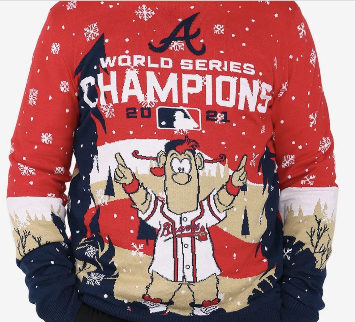 Another giveaway, this time for #Braves fans:

I've got a new Blooper/2021 World Series ugly Christmas sweater, courtesy of my friends at <a href="/FOCOusa/">FOCO</a>.

It's a medium. Normally $80. You can win it for free.

To enter:

-RT this &amp; follow me

I'll pick a winner at 3 p.m. ET Friday.