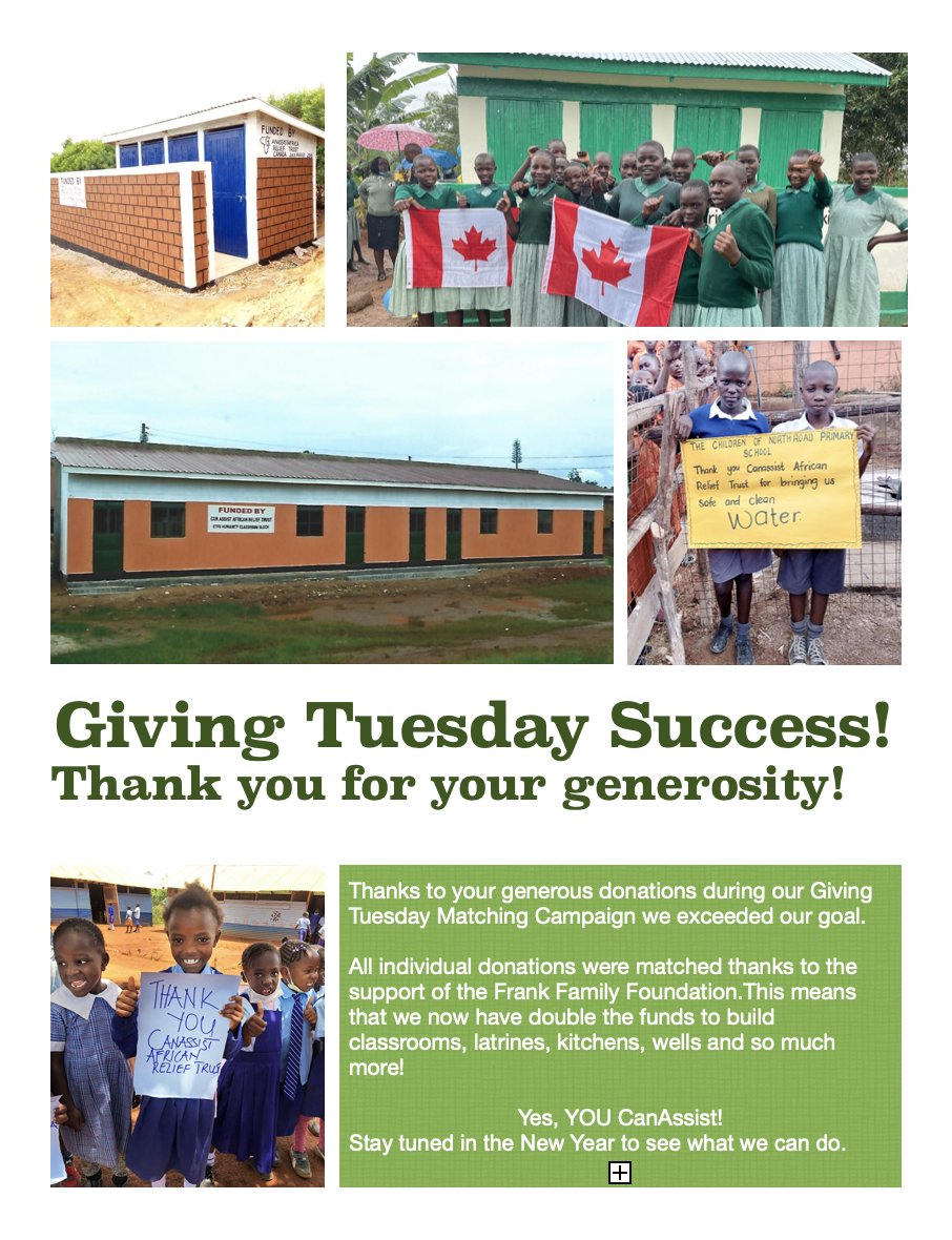 Great news!  We exceeded our goal!!  Thank you to everyone who supported our most recent Giving Tuesday Campaign.  And special thanks to the Frank Family Foundation for the matching funds which doubled the donations.  You are helping us to help others.  Together, we are stronger!