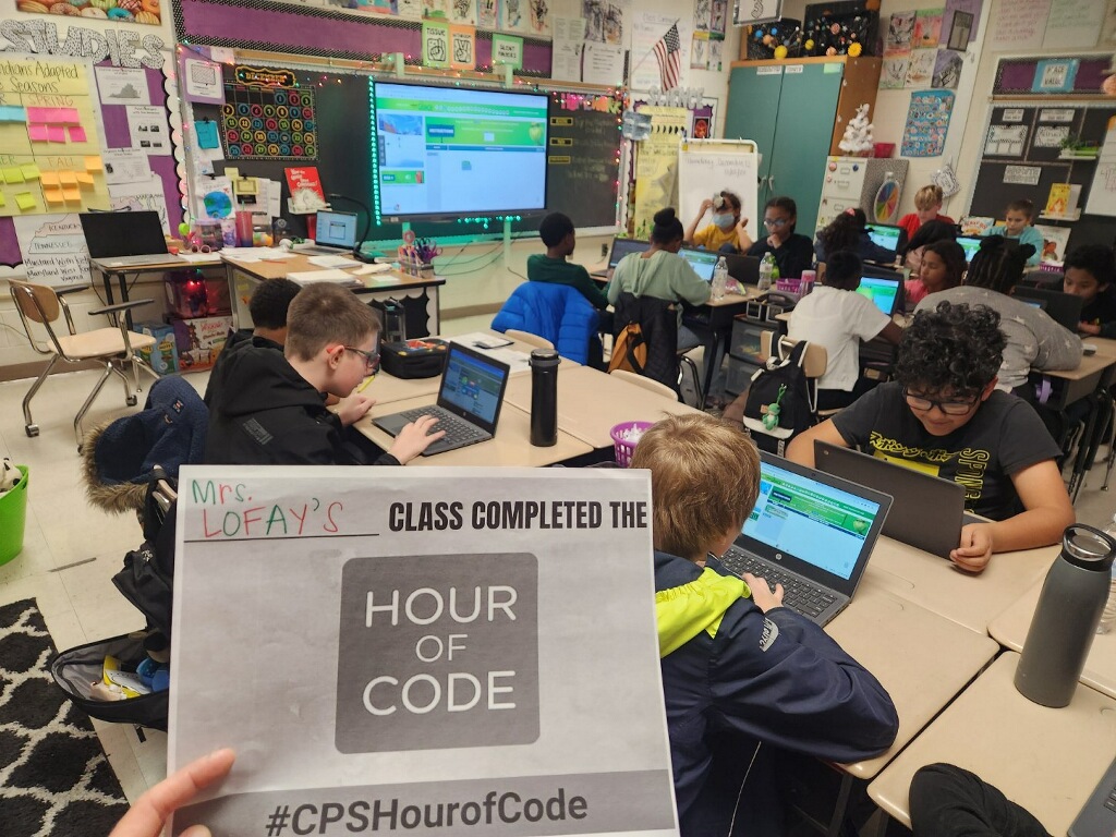 SWEbruins's tweet image. Great job Mrs. Lofay and Mrs. Green's class for completing the Hour of Code! #CPSHourofCode #hourofcode2022 #swebruins