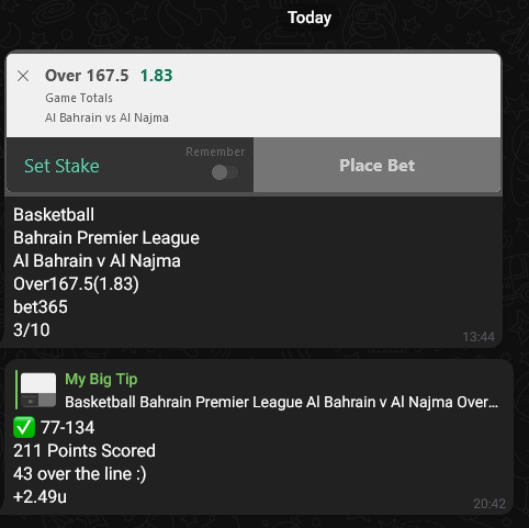 ValueForMoney13's tweet photo. 🏀🇧🇭 Not sure if NBA or Bahrain League? 
✅Amazing selection today sent to our members. Casually scoring 43 points over the line today on our private telegram

Become a member now from 25/month
Contact mybigtip.uk@gmail.com https://t.co/iqhBYcpeUy